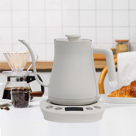 YUEKON Ketel Leher Angsa Teko Baja Tahan Karat Putih Tuang Pintar Di Atas Kopi Teh Ketel Listrik Suhu Dapat Disesuaikan