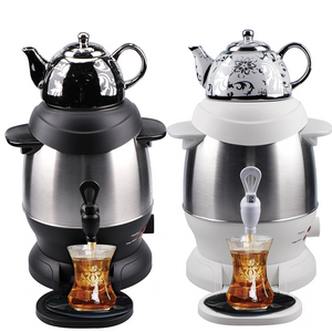 Diskon Besar Set Panci Ketel Samovar Ganda Baja Tahan Karat Timur Tengah Enamel Ketel Teh Samovar Turki Elektrik Air Mendidih Cepat 