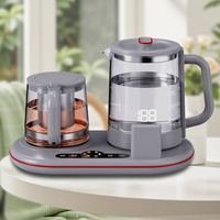 Mesin Pembuat Teh Tetap Hangat Modern Watt Rendah Baru Set Baki Ketel Hotel Kaca Termopot Portabel 1,7L + 1,1L Teko Listrik