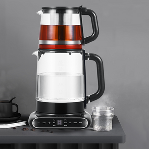 360 Dasar Rotasi 1,5l + 1,1l Teko Teh Ketel Listrik Kaca Samovar Listrik Turki Rusia Bergaya 