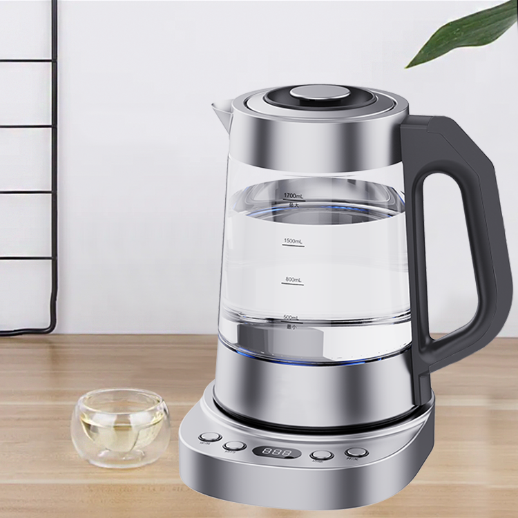 Peralatan Dapur dan Rumah 1850W 1.7LE Ketel Air Listrik Kaca Mesin Pembuat Teh Listrik Teko Kaca 