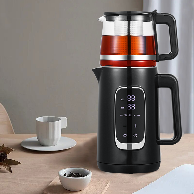 Alat Kecil Pembuat Teh Dua Lapis dengan Ketel Badan Kaca Ketel Teh Pot Kendi Tanpa Kabel Pembuat Teh Samovar