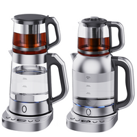 Samovar Ketel Air Listrik Kontrol Suhu Digital Teko Kaca Pelestarian Panas Dengan Saringan Teh Dan Tutup Kaca