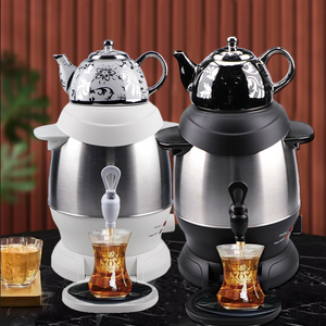 YUEKON Populer Samovar Rusia Ketel Teh Turki Listrik 5L Ketel Teh Kapasitas Besar dengan Pot Teh Keramik