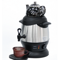 Penjualan Terbaik Set Panci Ketel Samovar Ganda Baja Tahan Karat Profesional Pembuat Teh Elektrik Enamel Ketel Teh Samovar Fungsi Tetap Hangat 