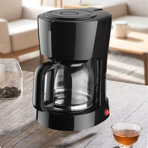 650W Mati Otomatis 1,5L 5-10 Cangkir Pembuat Kopi Espresso Tetes Listrik Hitam