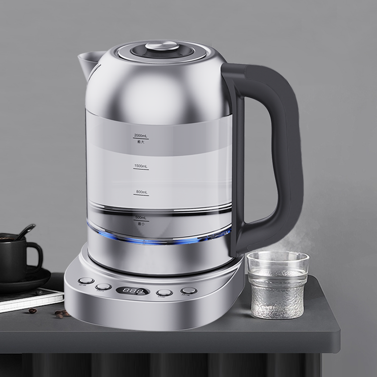Ketel Kaca Listrik Pembuat Teh Digital 1850W Mendidih Cepat Berdaya Tinggi 2.0l dengan Kontrol Suhu