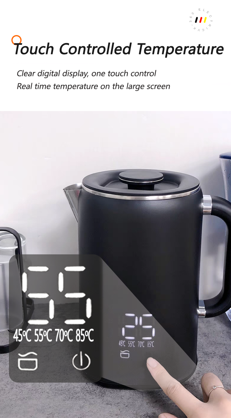 Ketel Teh Air Panas Rumah Tangga Set Nampan Ketel Listrik Pembuat Teh Samovar dengan Kontrol Suhu Digital 