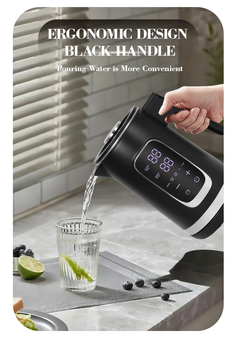 Pabrik OEM 1500W Ketel Baja Tahan Karat Mendidih Daya Tinggi Ketel Listrik Kontrol Digital Hitam dengan Perlindungan Perebusan Kering