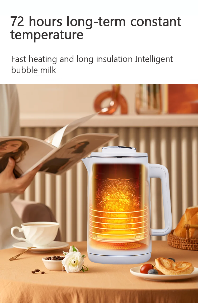 Layar Digital 1500W Pembuat Teh Teh Double Dall Cordless Kettle Dengan Kontrol dan Tampilan Sensitif Sentuh