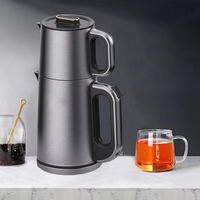  Peralatan Dapur Rumah Desain Baru Pembuat teh Turki Ganda Ketel Listrik Stainless Steel dan Teko Teh