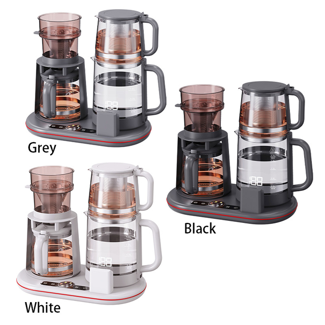 Ketel Kaca Multifungsi 1500W Ketel Ganda Nirkabel Pintar Teko Listrik Set Teko Kopi Kontrol Suhu Digital