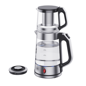  2 In 1 Gabungan Samovar Pembuat Teh Ganda Pot Kaca 1,7L + 1,0L Ketel Teh dengan Badan Kaca Peralatan Dapur Rumah 