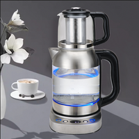 Populer 2.0l Rusia Kaca Air Ketel Teh Ganda Set Digital CB CE Teko Turki Ketel Teh Listrik dengan Infuser 