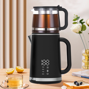 Ketel Dinding Ganda 1500W Modern Dasar 360 Derajat 1,5l + 1,1l Ketel Listrik Cerdas Lapisan Ganda dengan Teko Kecil