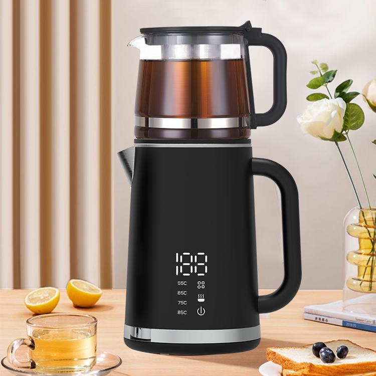 Ketel Dinding Ganda 1500W Modern Dasar 360 Derajat 1,5l + 1,1l Ketel Listrik Cerdas Lapisan Ganda dengan Teko Kecil
