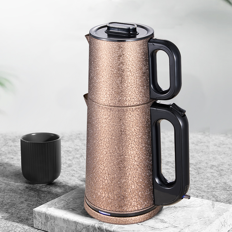 Double Stainless Steel Tea Pot Grade Food Turki 2 in 1 Electric Tea Machine Mesin Teh Bocor Ketel listrik dengan filter infuser 