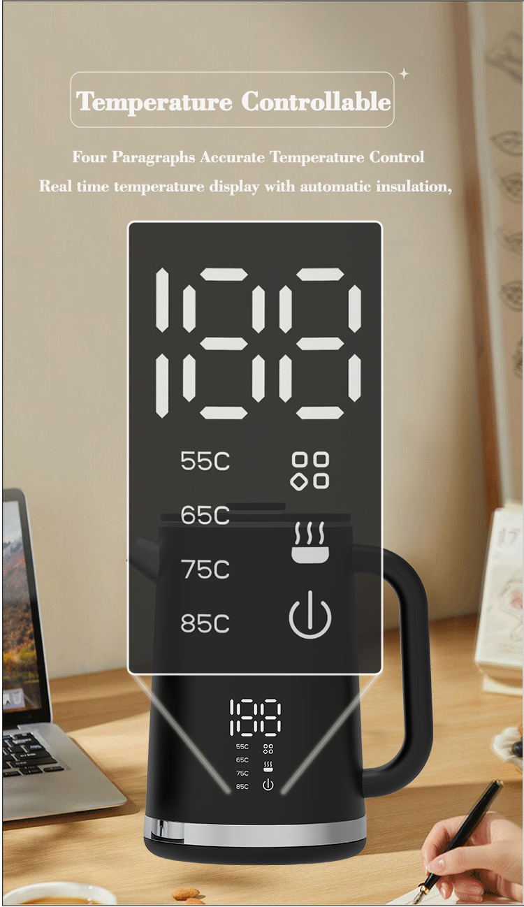 Yuekon 1.5L+1.1L Kettles Elektronik Kacang dan Teh 2 In1 Pembuat Teh Lapisan Ganda Dengan Kontrol Suhu
