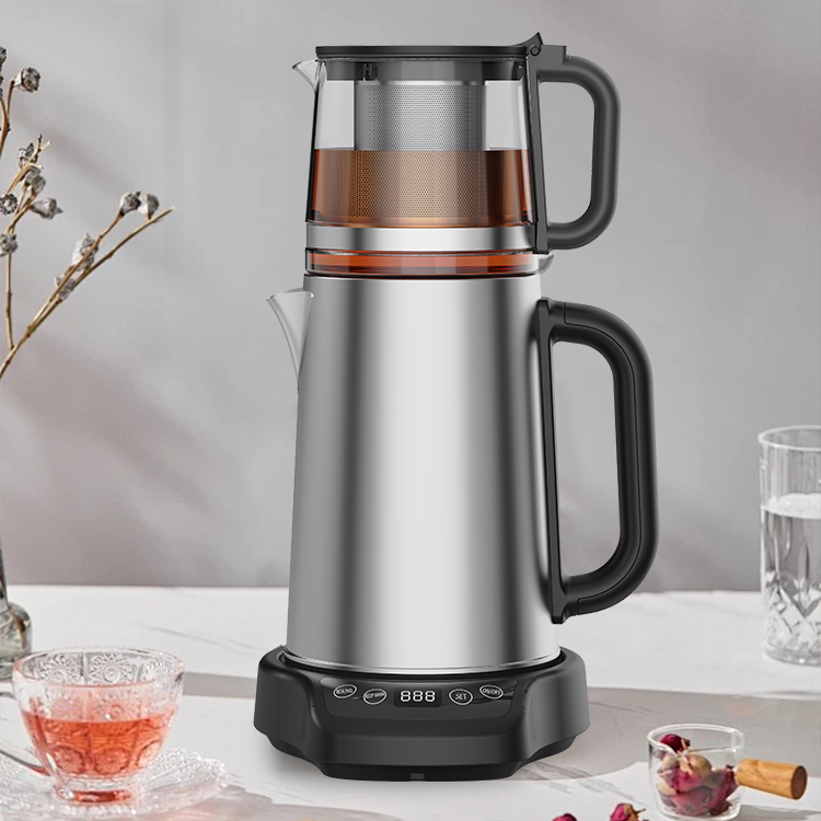 1500W Dual Kettle Pemanasan Air Kontrol Sentuh Digital Tea Maker Electric Stainless Steel Samovar Turki Teh Kettle