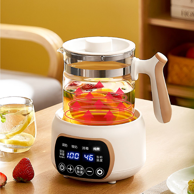 Kualitas Tinggi 1.3l Teh Panas Ketel Termostat Modulator Formula Susu Hangat Kaca Ketel Listrik