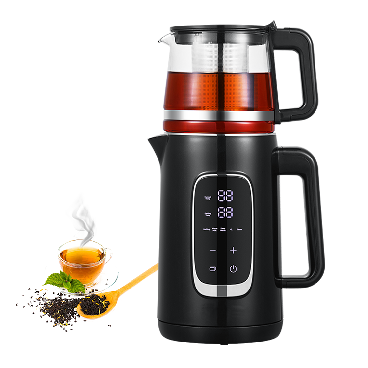 Alat Kecil Pembuat Teh Dua Lapis dengan Ketel Badan Kaca Ketel Teh Pot Kendi Tanpa Kabel Pembuat Teh Samovar