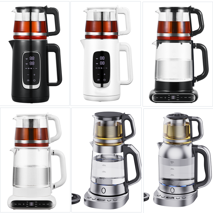Layar Digital 1500W Pembuat Teh Teh Double Dall Cordless Kettle Dengan Kontrol dan Tampilan Sensitif Sentuh