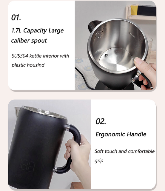 Desain Baru 1.7 + 1.1l Filter Pembuat Kopi Listrik Stainless Steel Ketel Samovar Turki Untuk Teh