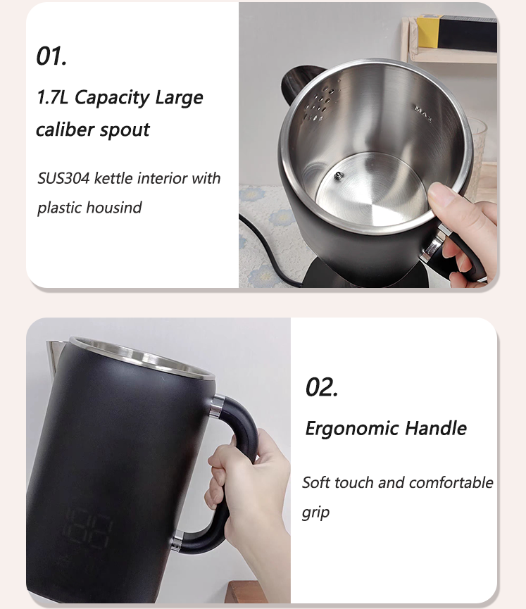 Desain Baru 1.7 + 1.1l Filter Pembuat Kopi Listrik Stainless Steel Ketel Samovar Turki Untuk Teh
