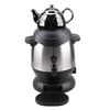 Set Pembuat Teh Samovar Arab Gaya Baru Pot Keramik Pot Ketel Ganda Baja Tahan Karat Ketel Samovar Listrik dengan Pot Keramik 