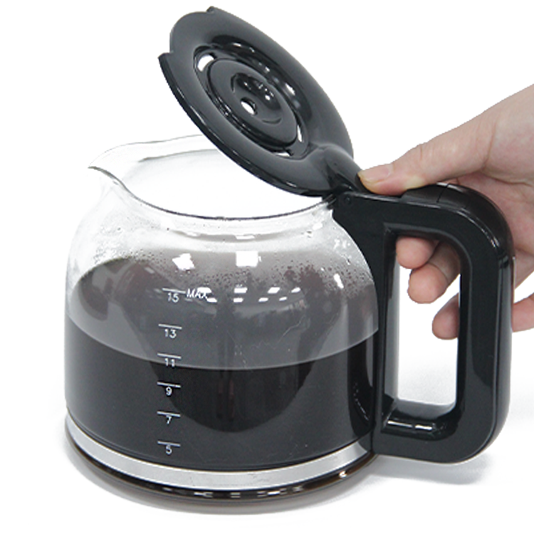 650W Mati Otomatis 1,5L 5-10 Cangkir Pembuat Kopi Espresso Tetes Listrik Hitam