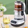 Peralatan Rumah Tangga Teko Kaca Borosilikat Portabel Pemanas Air Pembuat Teh Turki Listrik Ganda dengan Infuser Yang Dapat Dilepas