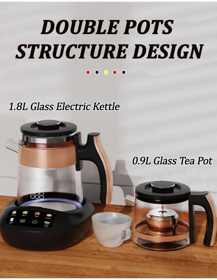 Peralatan Rumah Terbaru Lran Glass Tea Kettle 1500W Teh Multi-Fungsional Machime Double Glass Tea Maker dengan Infuser
